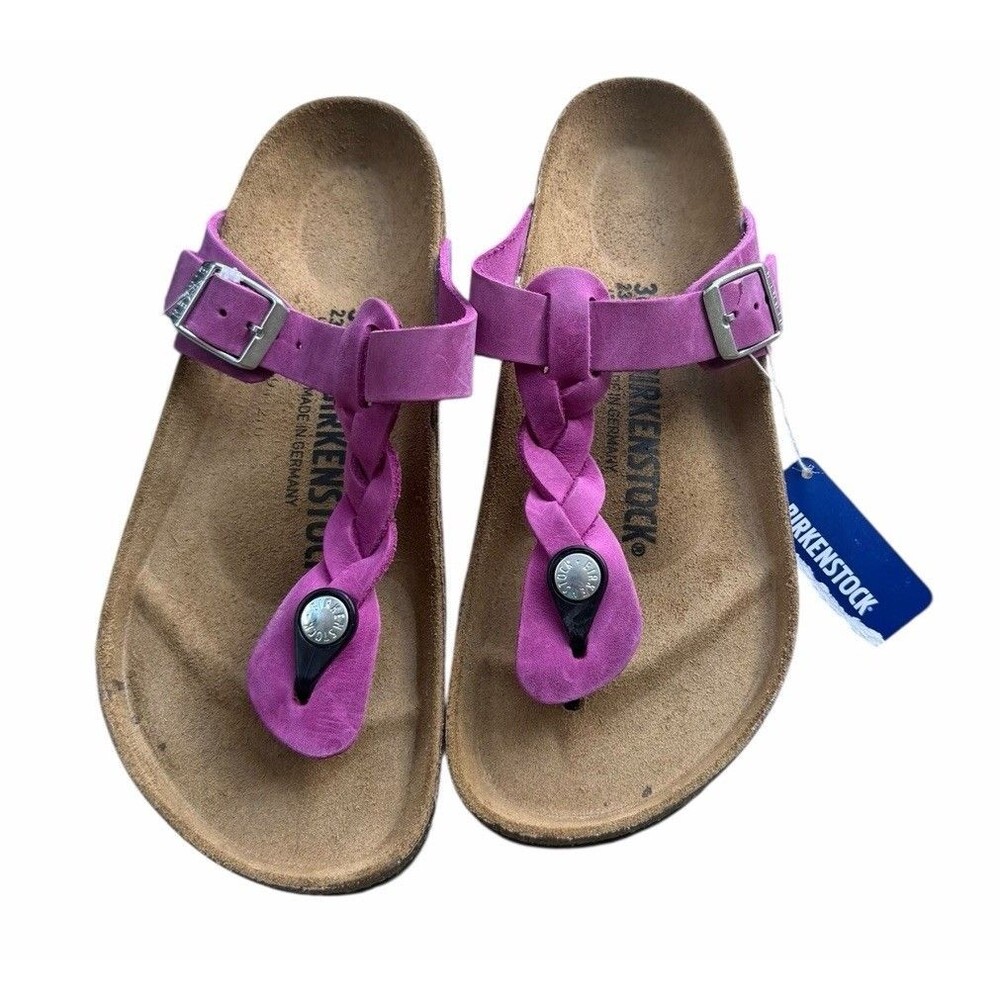 NEW BIRKENSTOCK Gizeh Braided Women 6 36 Regular Festival Fushia Leather Sandals